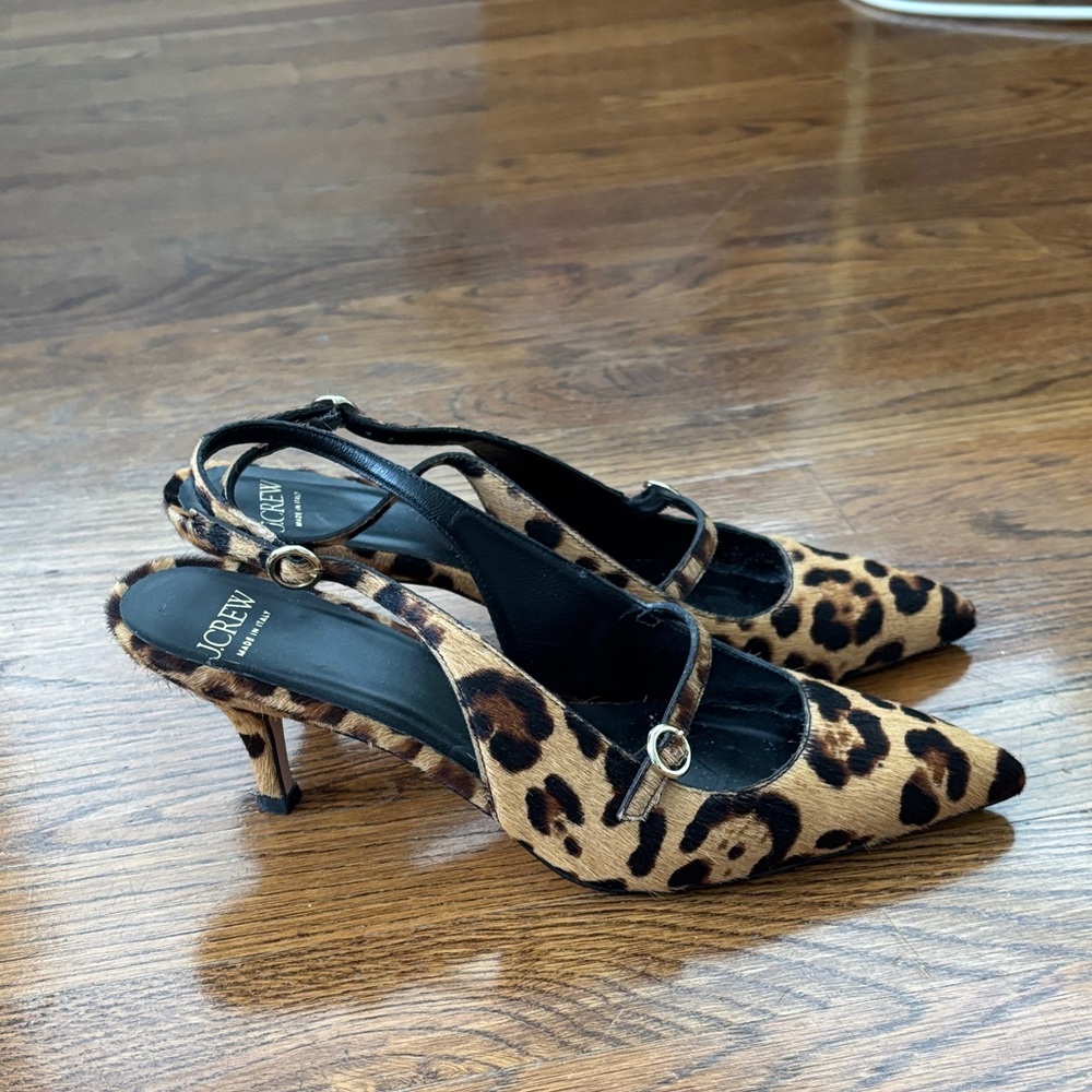 J. Crew Animal Print Slingback Heels - Picture 2 of 5